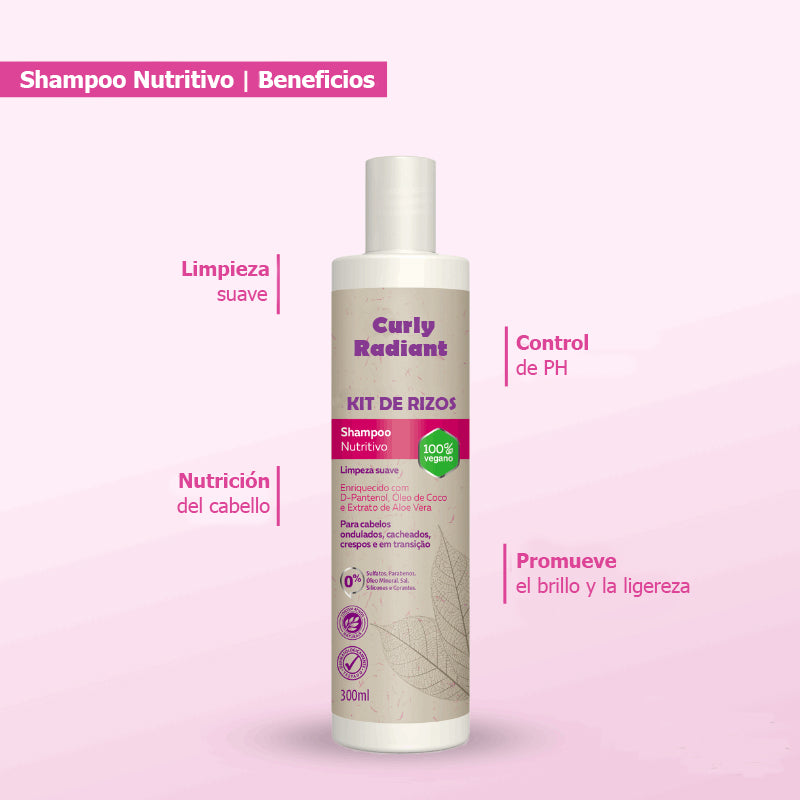 Kit CurlyRadiant™ - Shampoo, Acondicionador, Gelatina, Máscara y Activador (5 ITENS)